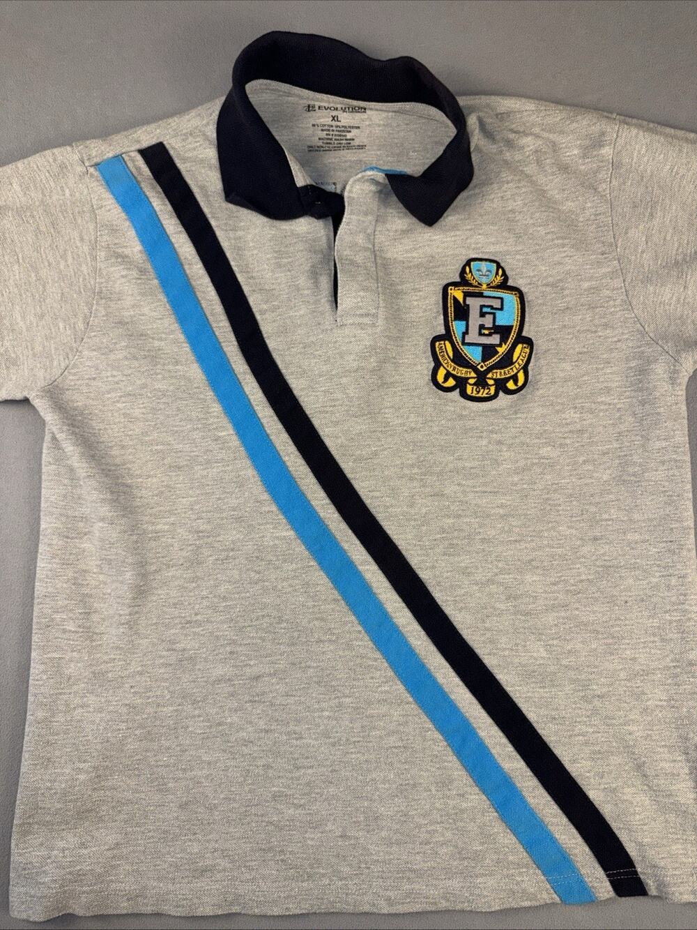 Mens Evolution In Design American Rugby Large Embroidered Graphics Polo Shirt XL